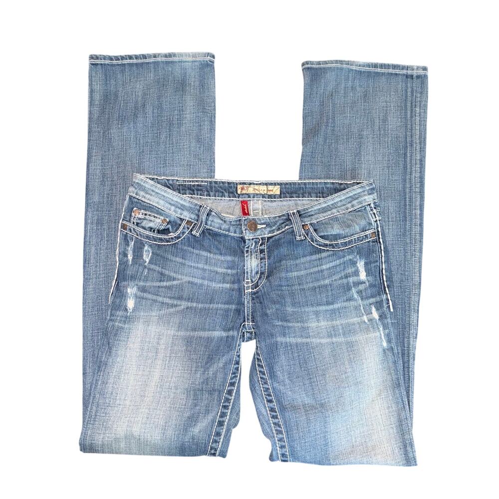 BKE Stella Bootcut Jeans Distressed Stretch Denim Size 30x37.5 Medium Wash